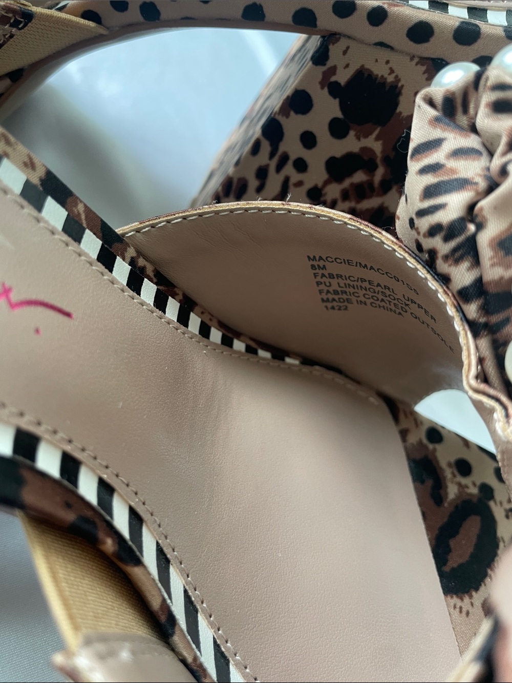 Betsey Johnson Leopard Print Pearl-Trim Mules in Brown and Black - Picture 8 of 10